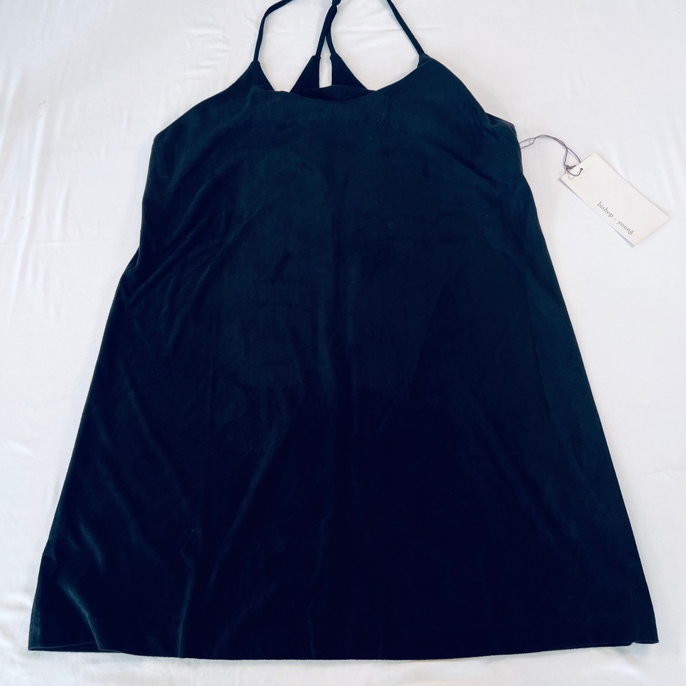 Bishop + Young Faux Suede Mini Dress Black Racerback Shift K36DK0617BM Mens M